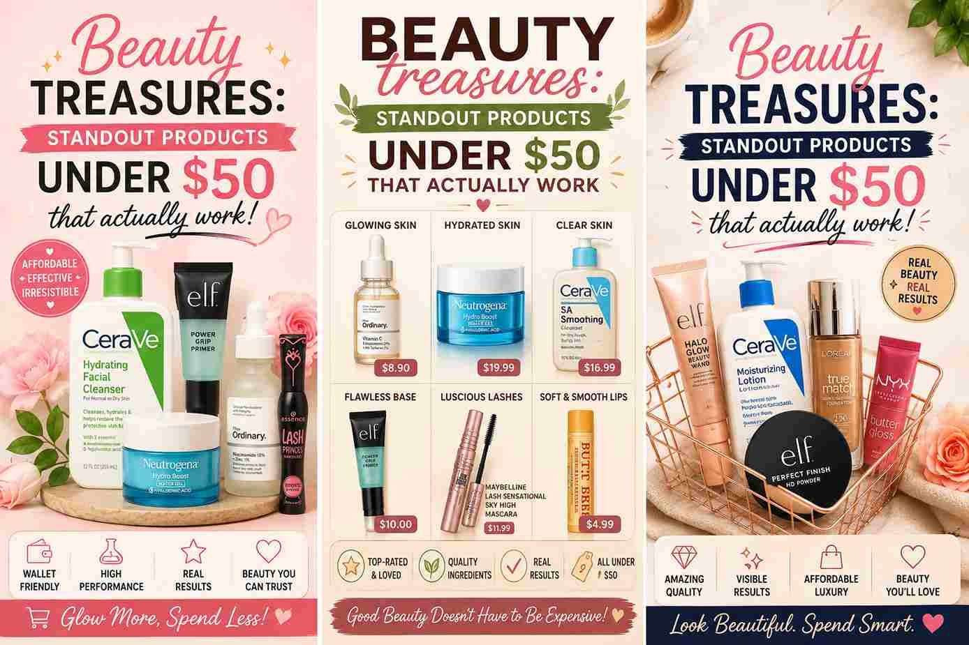beauty products under , affordable beauty products, budget-friendly skincare products, beauty products worth buying under , cheap beauty products that work, best drugstore beauty finds